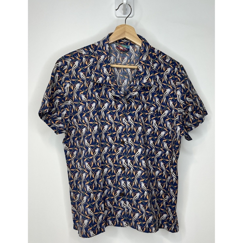 Reyn Spooner x Joe Kealoha Hawaiian Camp Shirt Mens Large Birds Colorful VTG